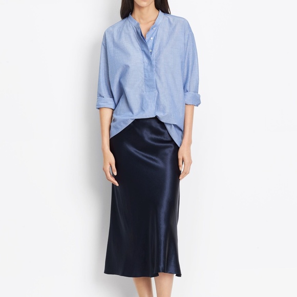 navy satin slip skirt